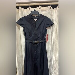 ✔️NEW Merona Black A-Line Dress with Mandarin Collar and Flutter Sleeves